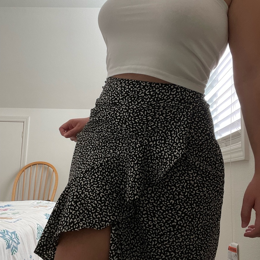 Shasa Black and White Wrap Mini Skirt for Night Out